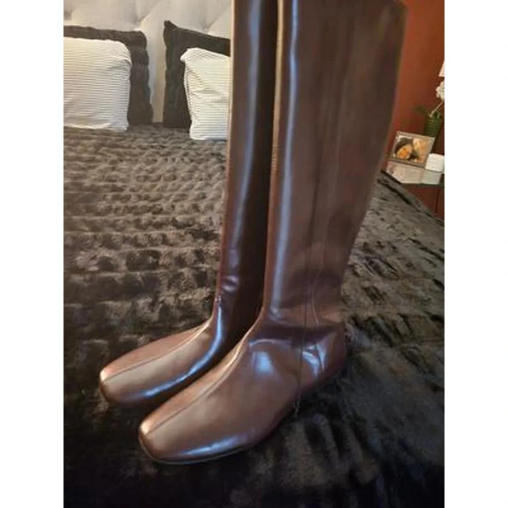Time and‎ Tru Women's Faux Leather Knee High Boots Burgundy Sz 8.5 NOT INSULATED